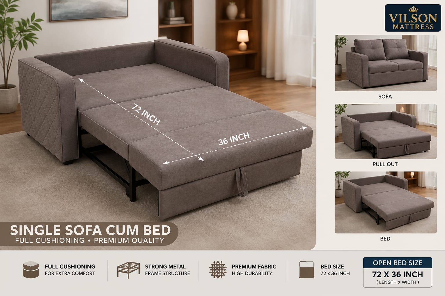 Vilson Sofa Cum Bed 